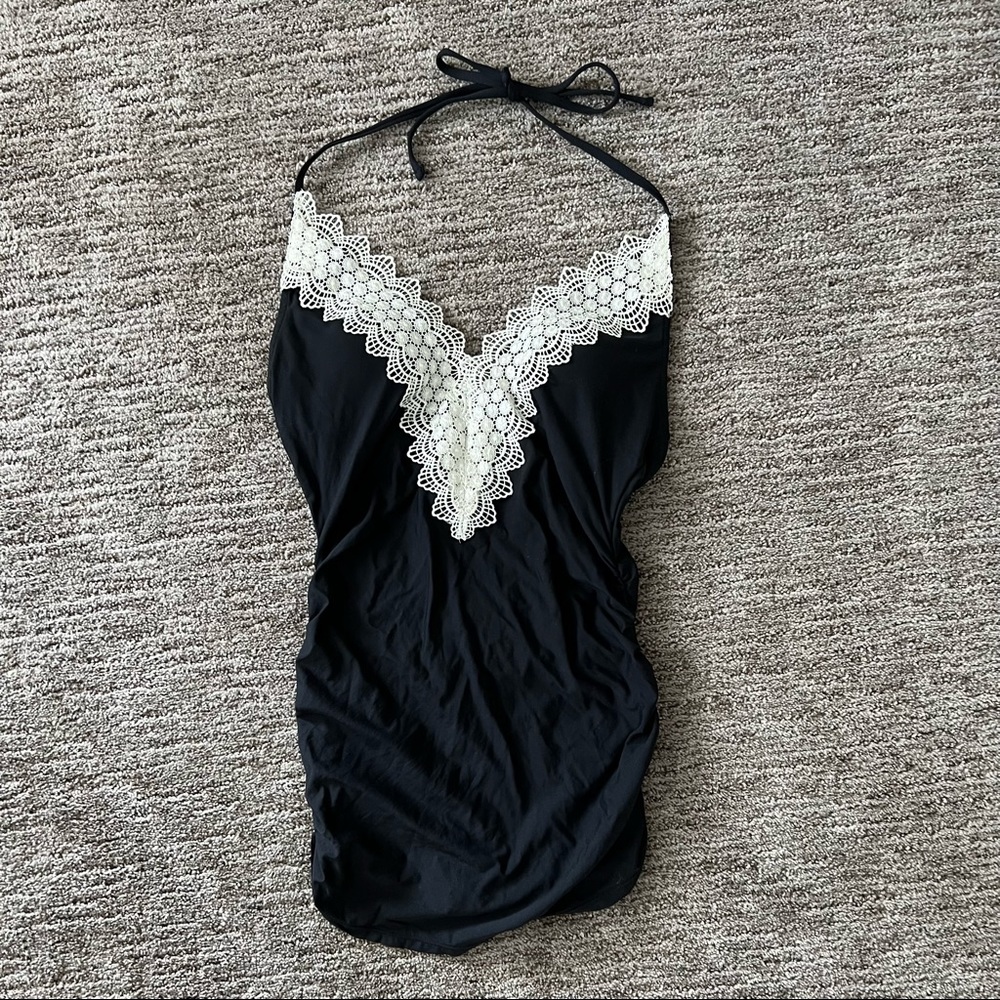 Women’s Lace Trimmed V Neck Maternity Tankini Top